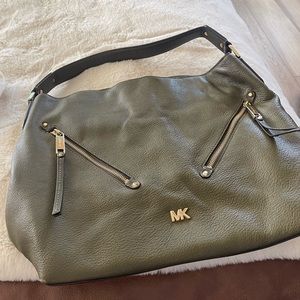 Green Michael Kors leather purse